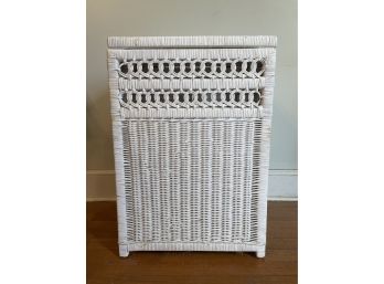 Beautiful Vintage White Wicker Laundry Basket