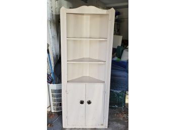 Vintage Country Corner Cabinet Cream Toned Paint