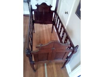 Ingenious Antique Child Bed Frame That Folds For Storage.