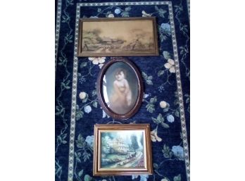 Lot Of 3 Lovely Framed Pictures Antique Or Vintage Themes