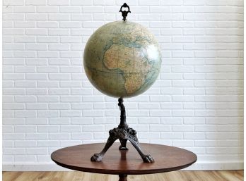 Antique Desk Globe On Cast Iron Base