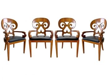 Italian Import Biedermeier Style Arm Chairs - Set Of 4