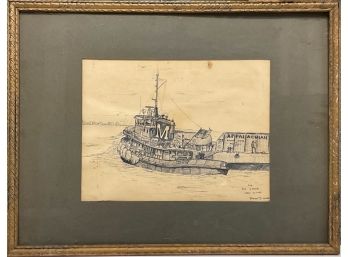 Framed Pen & Ink Drawing Signed Brent Dibner