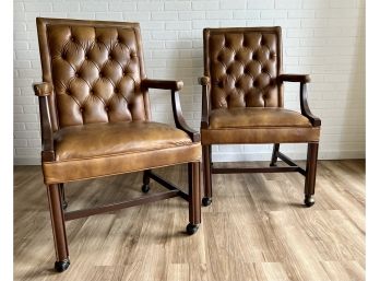 Pair Of Vintage Tufted Rolling Office Chairs