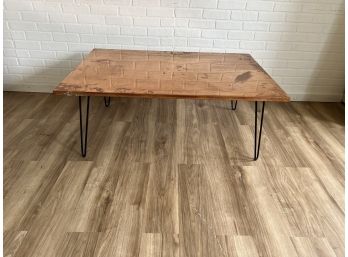 Copper Top Table With  Black Hairpin Legs