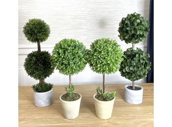 4 Potted Faux Topiary Trees