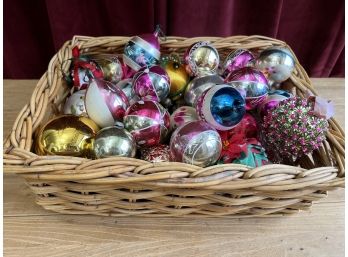 Basket Of Ornaments - Includes Shiny Brites