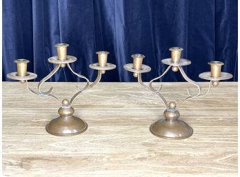 Early 19th Century Antique Soldered Copper Candelabra Pair