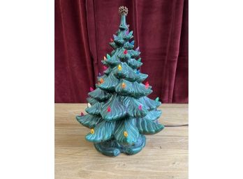 Retro And Vintage MCM Atlantic Mold Ceramic Christmas Tree With Base - 19' Tall -LIGHT  WORKS!