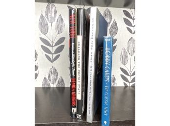 Assorted Hardcover Reference Books On NYC, Classic Films And Commemorative Stamps