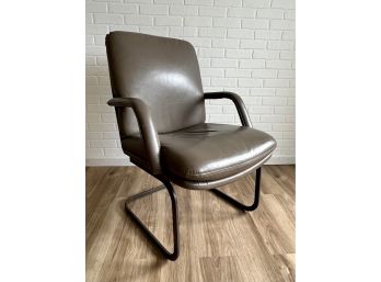 Taupe Leather Cantilever Office Chair
