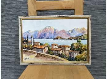 Framed Art Print European Seaside Mountain Village Scene