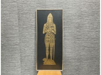 Vintage Black And Gold Etching - Ancient Samurai In Armor Motif