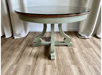 Pier One Marchella Sage Pedestal Table 48' Round With Glass Top