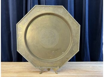 Massive 24 Inch Brass Serving Tray Or Wallhanging