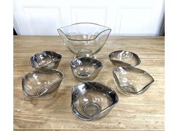Mid-century Vintage Queen's Lusterware Ombre / Silver Fade Bowl Set