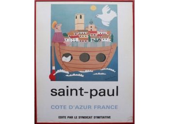 Vintage Framed Poster Saint-paul Cote D'Azur France
