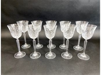 Set Of 10 Brilliant Cut Crystal Stemmed Wine Glasses