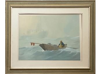 Dory Fisherman In Fog Framed Art Print