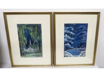 Pair Of Mid-Century Watercolors Signed J. Porter (John Porter), One Of Hebron, Nova Scotia