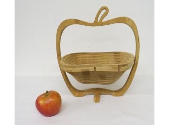 Bonnie & Pop Apple Shaped Collapsible Wooden Fruit Basket/bowl, Trivet, Cutting Board 11' X 11'