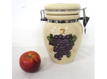 Ceramic Grapes Pattern Coffee / Tea / Flour Jar With Airtight Seal