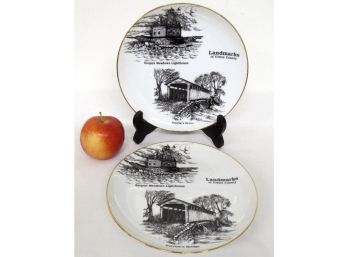 Matching Pair Of IBM Quarter Century 1984 Collector Plates Of Ulster County, NY