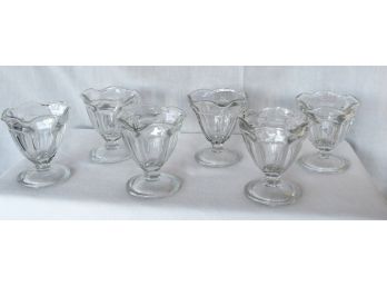 Set Of 6 Clear Glass Tulip Dessert Dishes With Pedestal Bases By Anchor Hocking