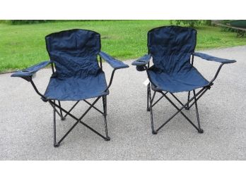 Pair Of Blue Folding Camp Chairs
