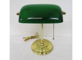 Emeralite Shade Brass Finish Desk Or Student Lamp - Good Shape