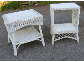A Pairing Of Wicker Side Tables