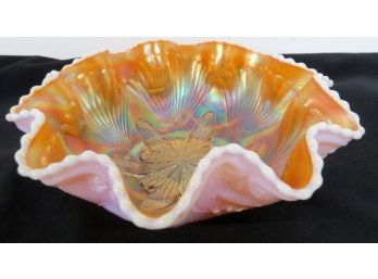 Fenton Carnival Glass Ruffled Rim Bowl