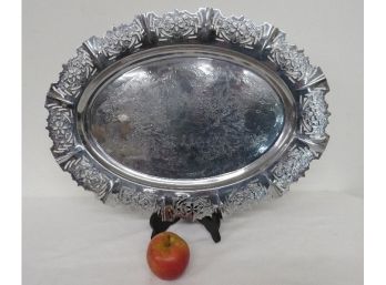 Art Deco Era Chrome Turkey Or Serving Platter - Signed