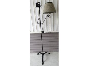 Country Theme Horse & Barn Decor Adjustable Floor Lamp W/green Plaid Shade