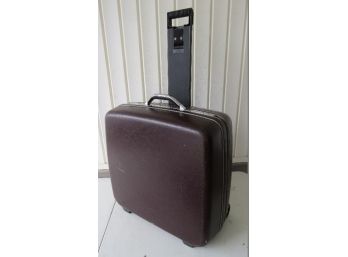 Vintage Samsonite Sentry II Hardside Travel Suitcase On Wheels W/Pull Handle