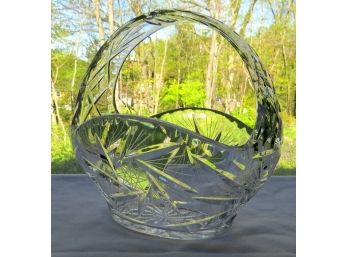 Heavy Crystal Glass Basket - A Great Table Centerpiece Or Decorator Item