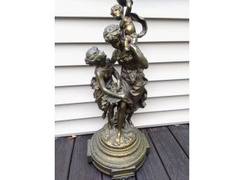 Large Brass Victorian Figural Lamp