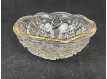 Glass Bowl With Gold Colored  Trim