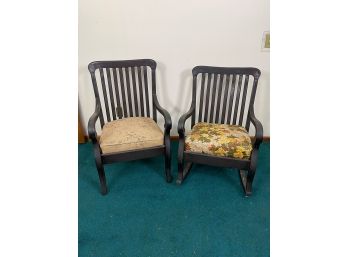 Floral Cushioned Arm Chair Lot Of 2