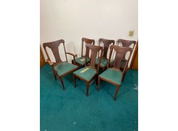 Blue Green Cushioned Dining Room Chairs Lot Of 6