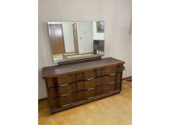 Mid Century Long Dresser With Mirror