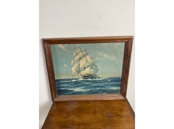 Framed Art Of A Large Sail Boat
