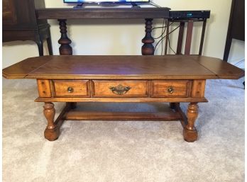 Vintage Hardwood Single Drawer Drop Leaf Coffee Table (Click On Photo For Full Description And More Photos)