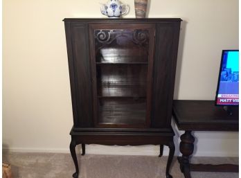 Antique Queen Anne Cabriole Leg Hardwood Two Shelf China Cabinet (Click On Photo For Full Description And More Photos)