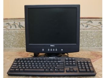 Dell 15' LCD Monitor With Circular Stand + Keyboard