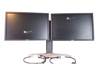 Ergotron Neo-Flex Dual Monitor Stand + Two Dell Monitors