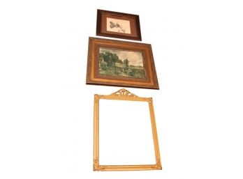Vintage Etching, Picture And Wood Frame