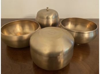 Beautiful Bundle Of Asian Inspired Pewter 'singing Bowls'