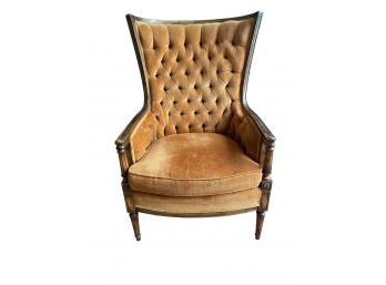 Vintage French Provincial Inspired Button Tufted Velvet Armchair