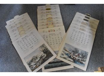 Vintage Currier And Ives Wall Calendars By Travelers Insurance Company